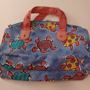 Sally Huss turtle zip beach bag canvas bright colors